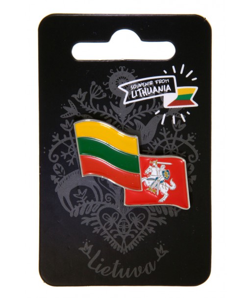 Metalinis ženkliukas su Lietuvos vėliava ir istorine vėliava